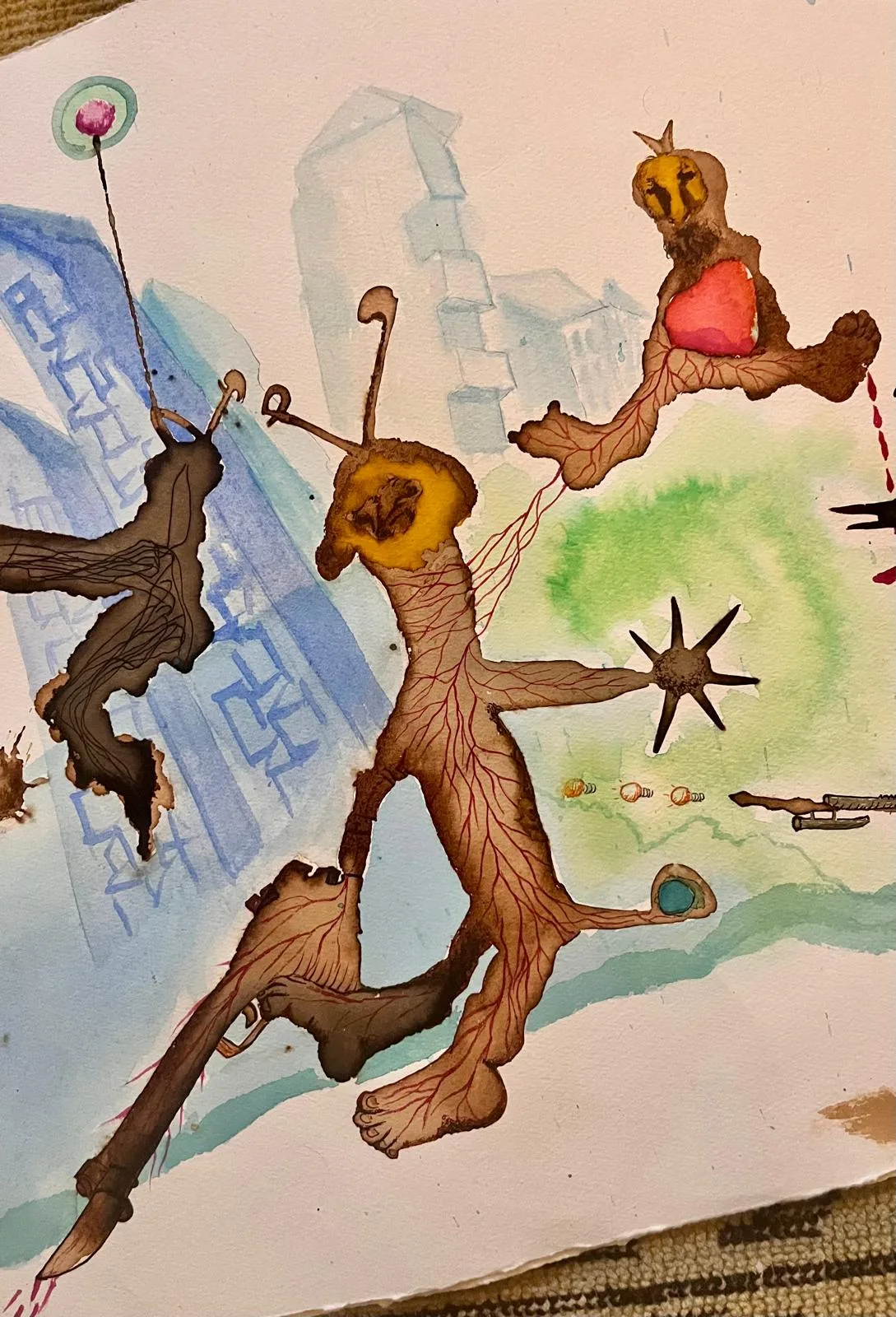 Close-up perspective of the paper work