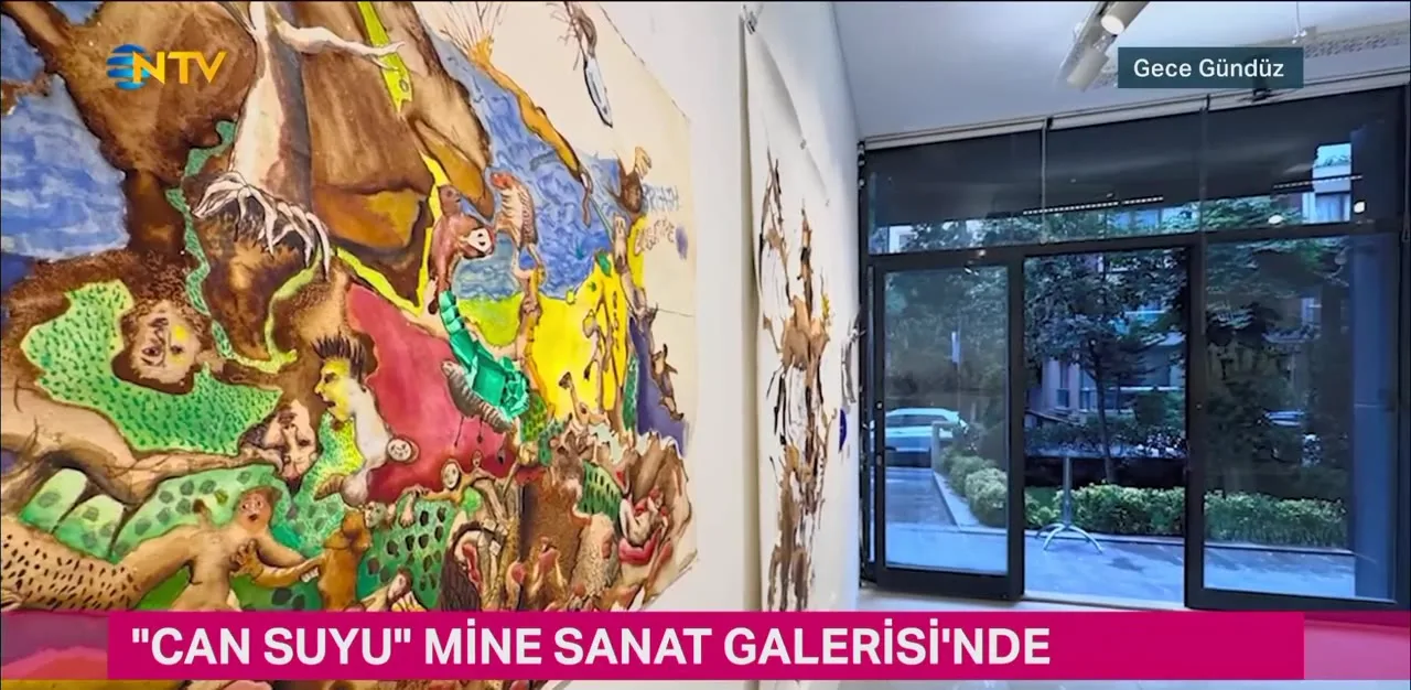 Can Suyu installed at Mine Sanat Galerisi, filmed by NTV